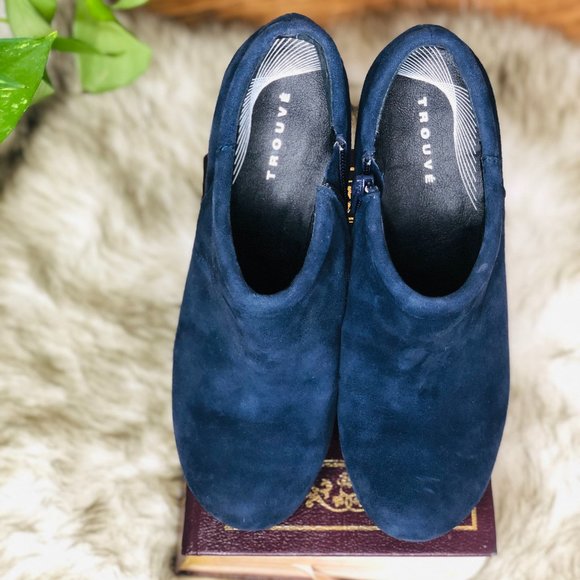 Trouve Blue Suede Platform Wedge Booties size 6 - Picture 11 of 13
